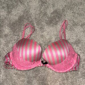 Victoria's Secret Pink and Gray Push-Up Bra with Lace 36B